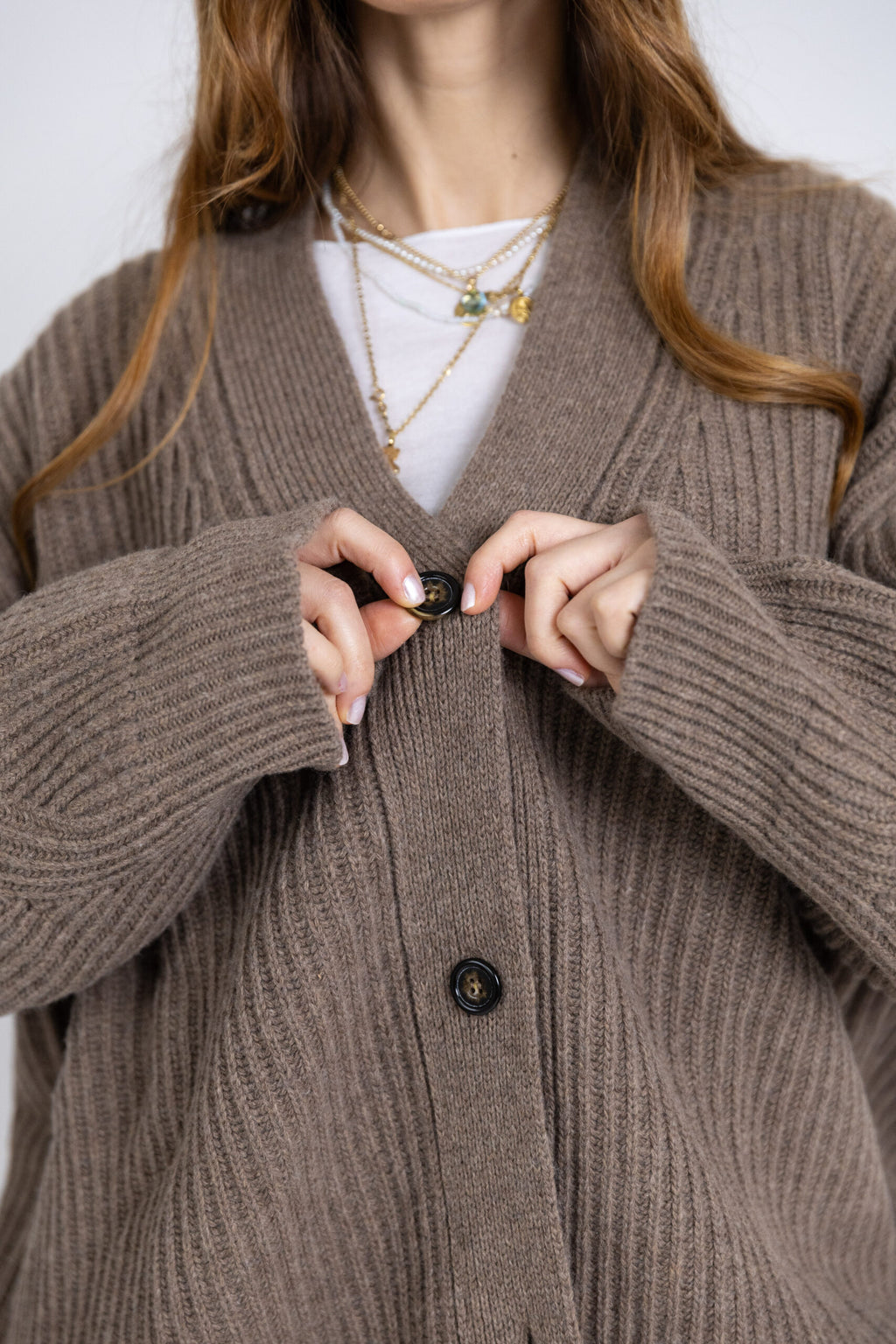 Cardigan costa inglese oversize in lana
