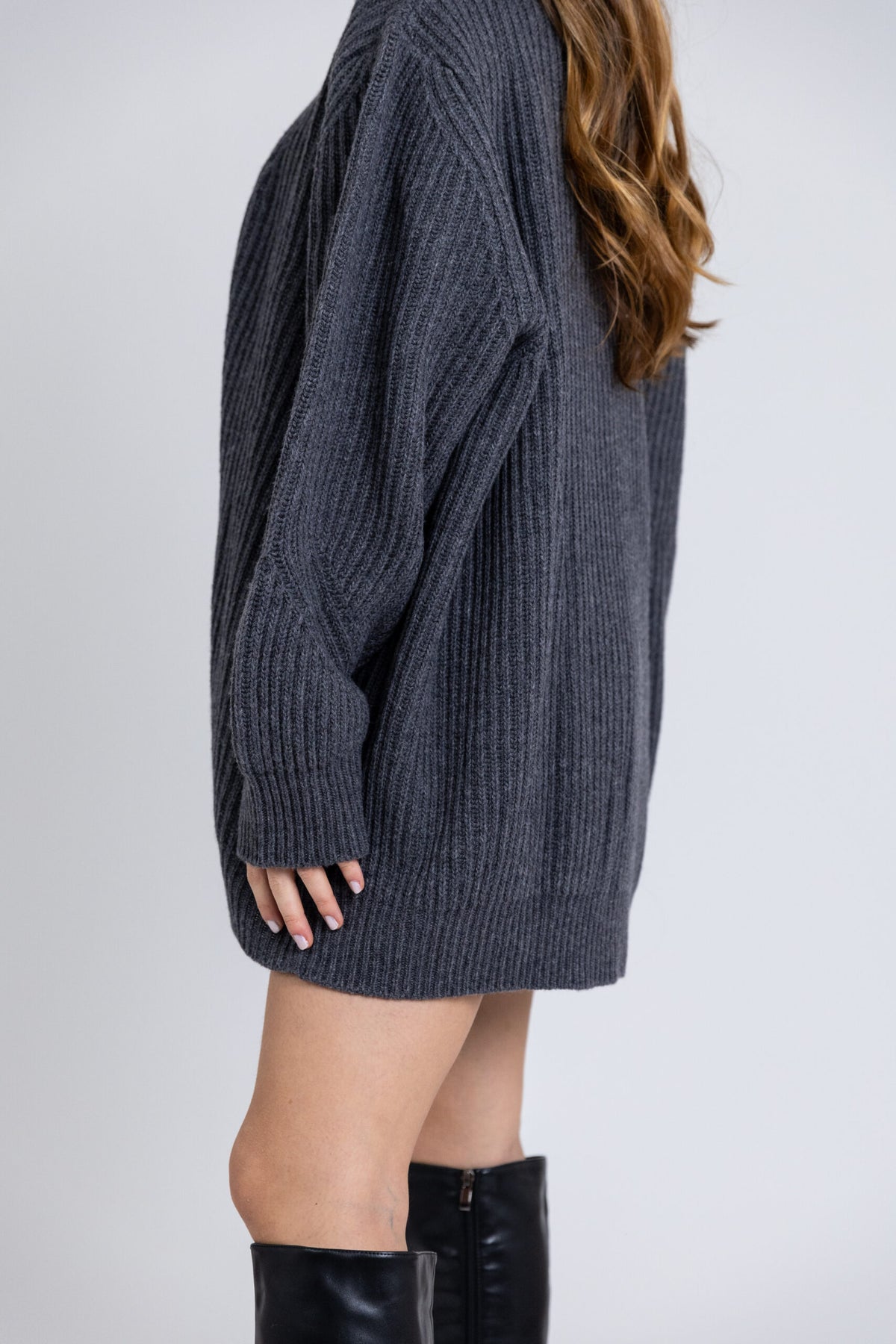 Cardigan costa inglese oversize in lana