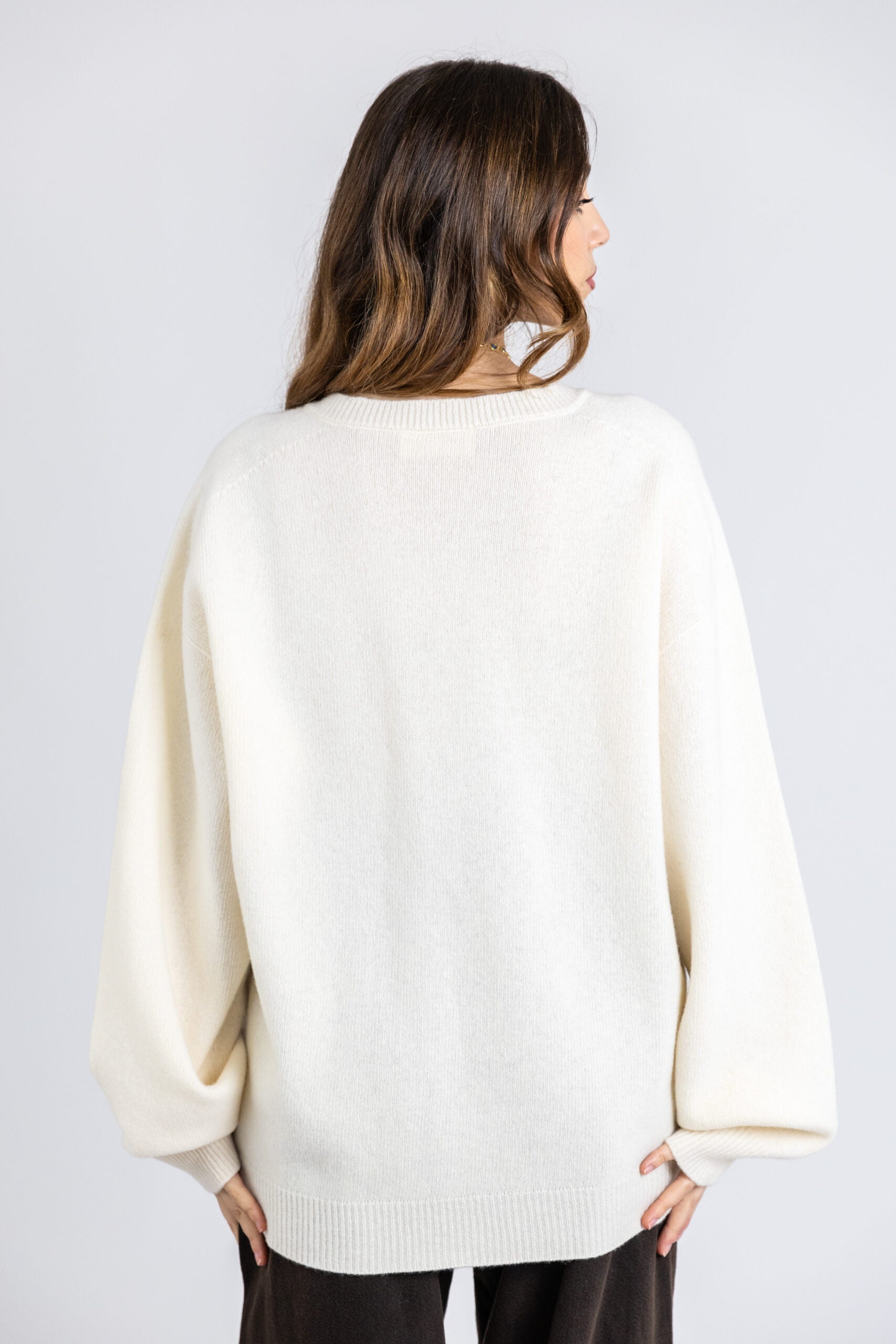 Maglione scollo a V in lana & cashmere