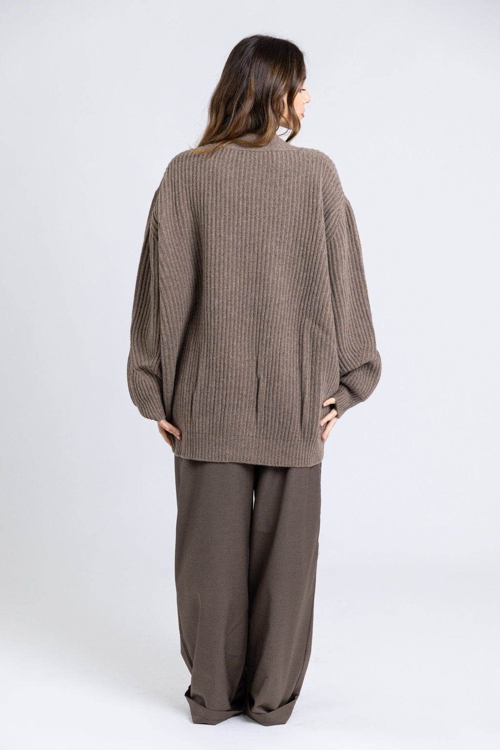 Cardigan costa inglese oversize in lana