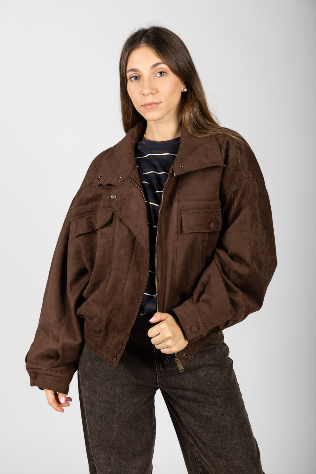 Bomber in suede