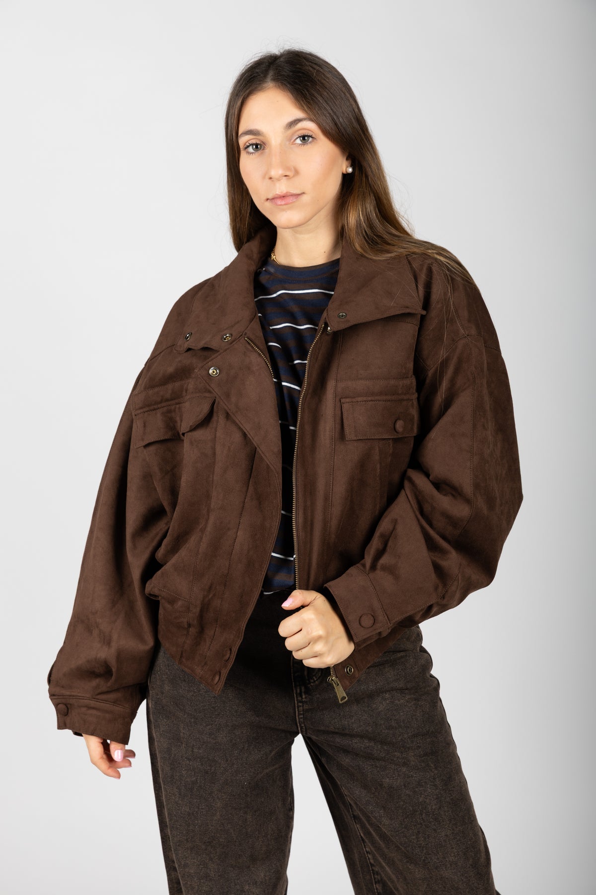 Bomber in suede