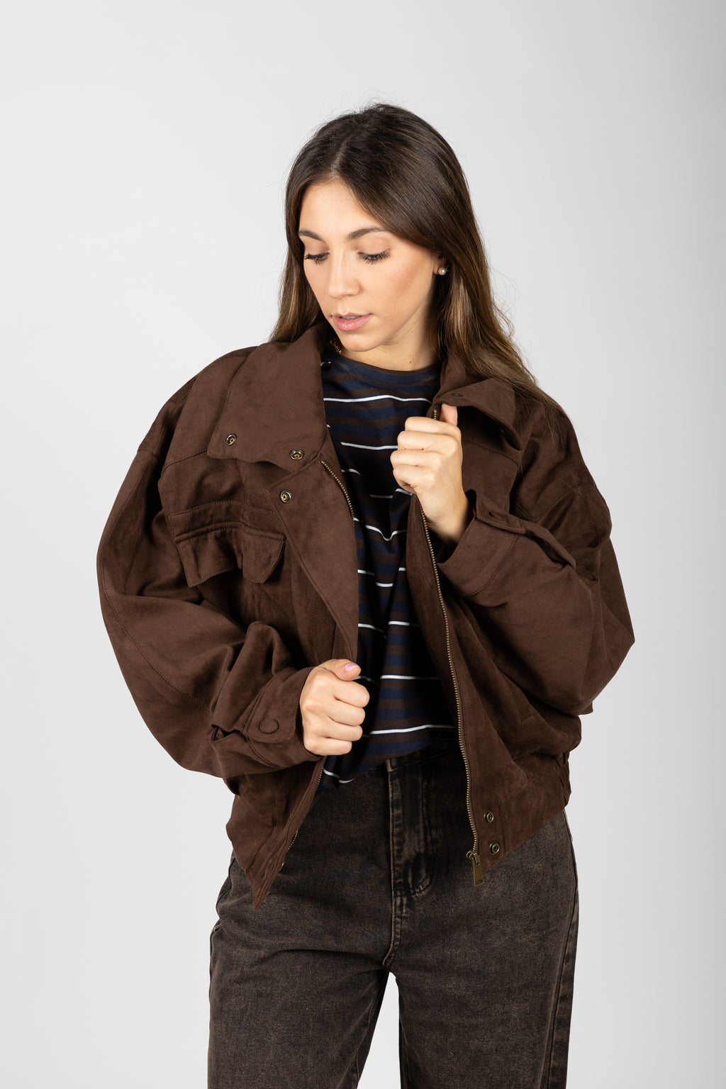 Bomber in suede