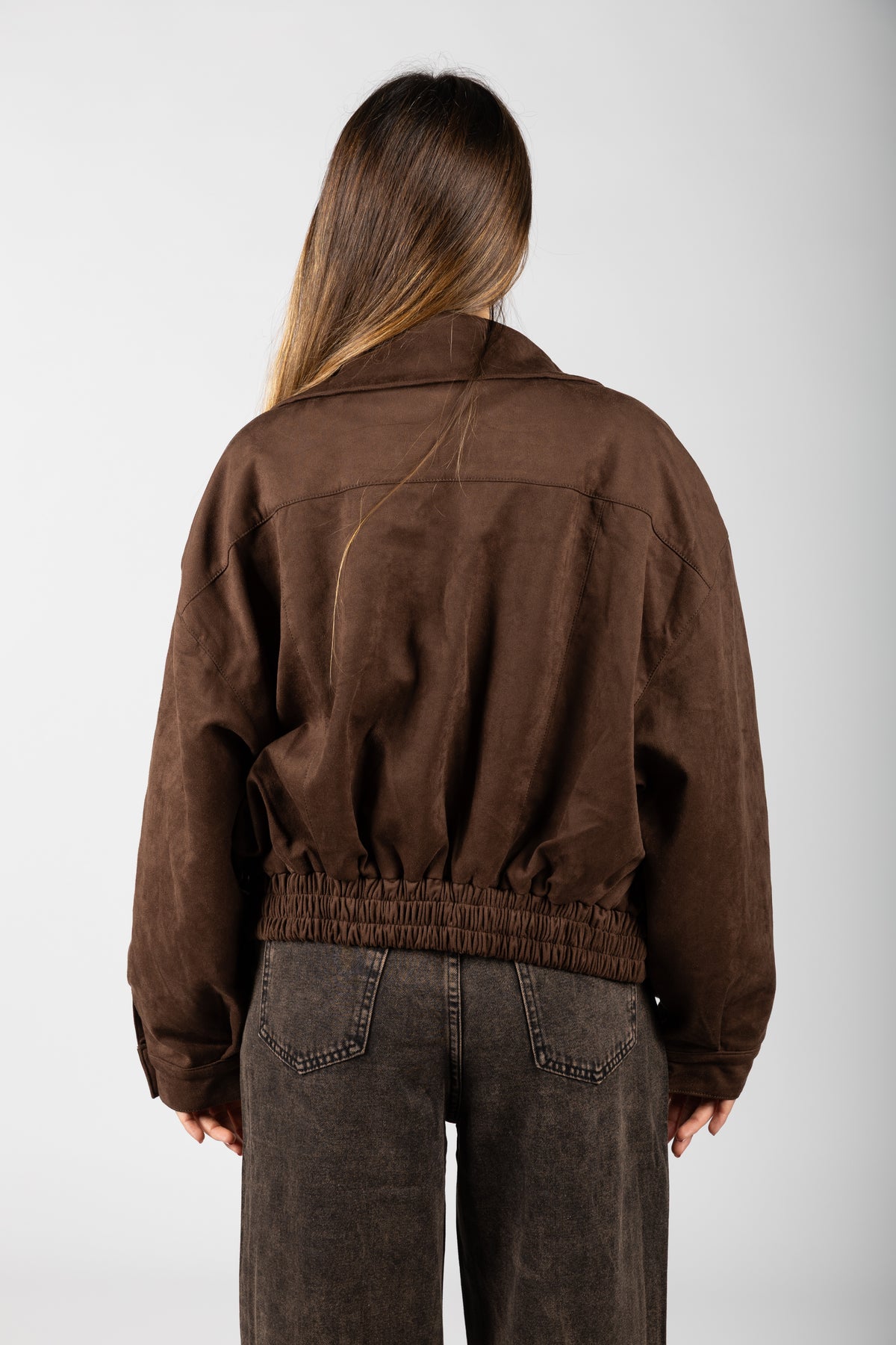 Bomber in suede