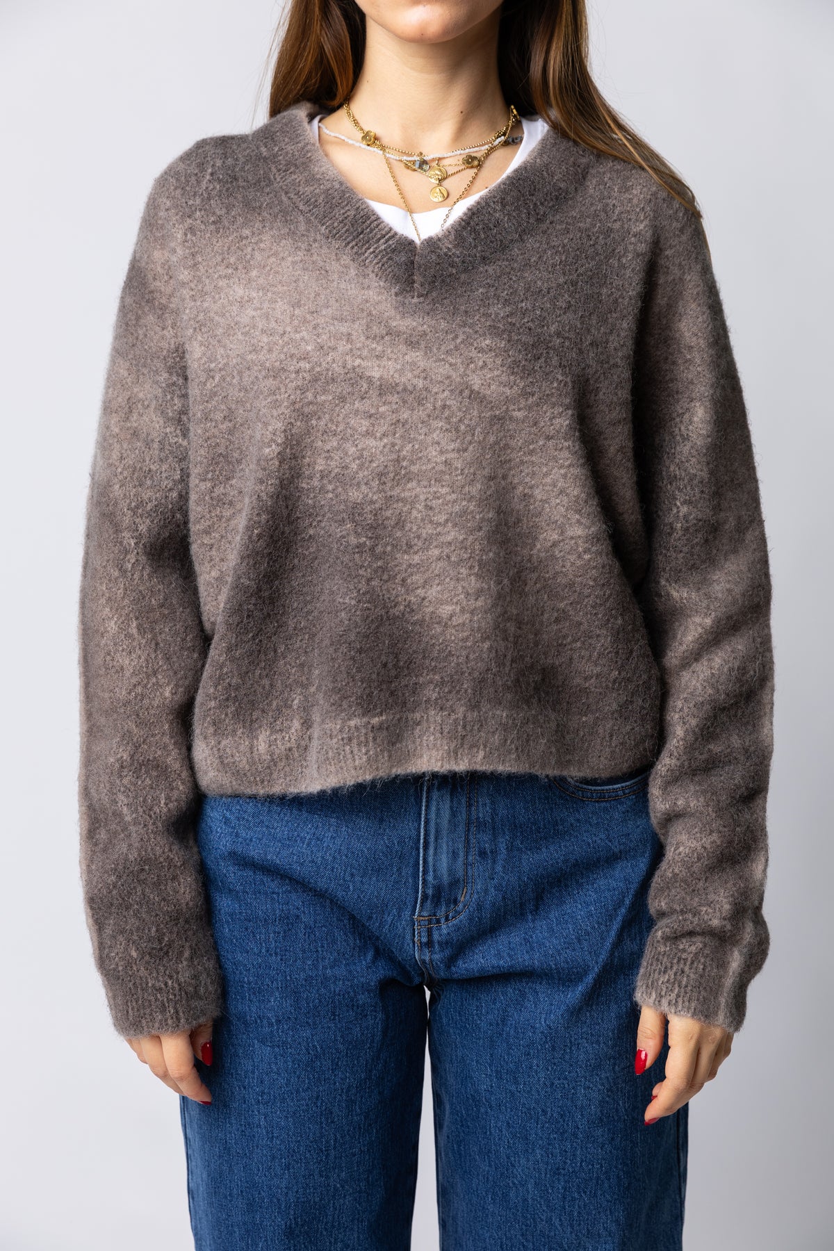 Maglia scollo V sfumata
