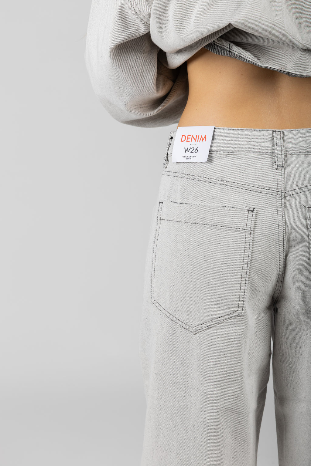 Jeans wide leg in denim grigio