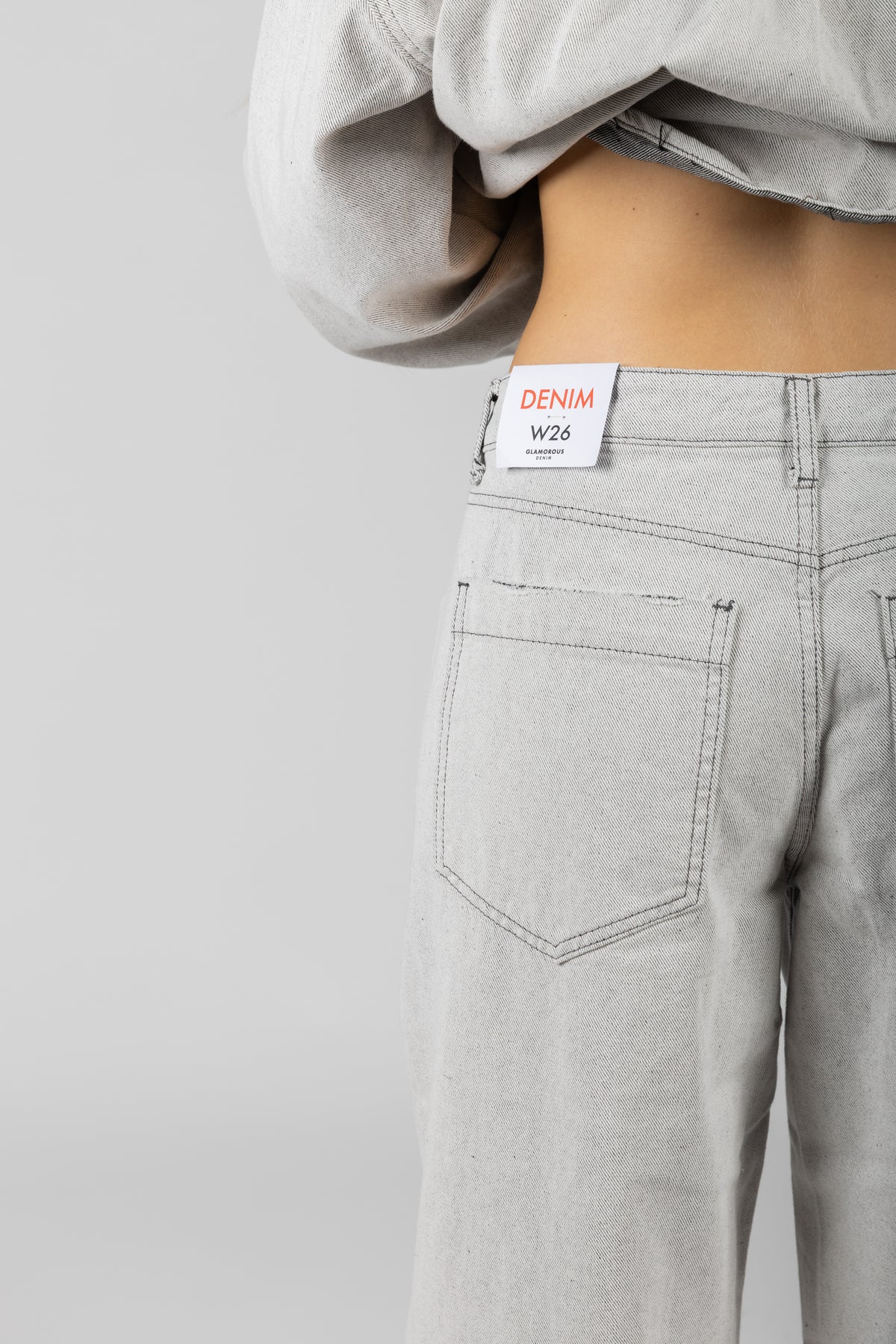 Jeans wide leg in denim grigio