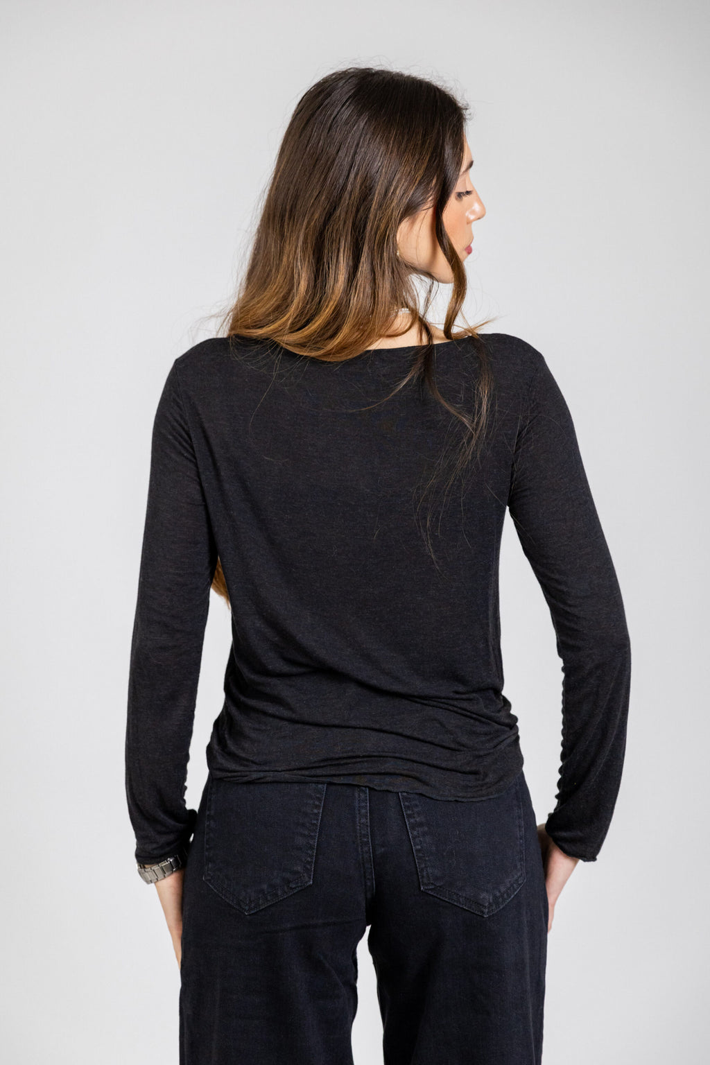 T-shirt cashmirina a manica lunga