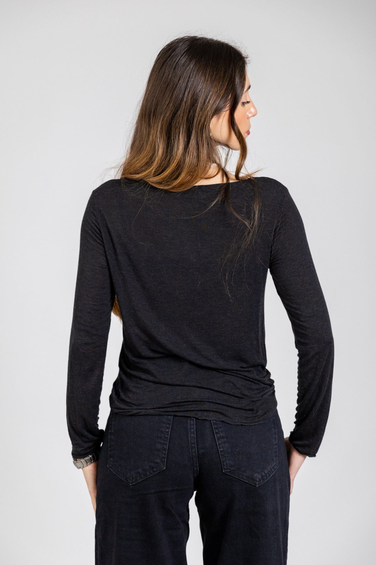 T-shirt cashmirina a manica lunga