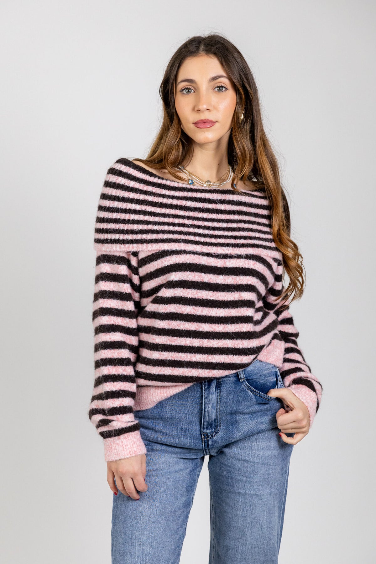 Maglia soft con scollo bardot