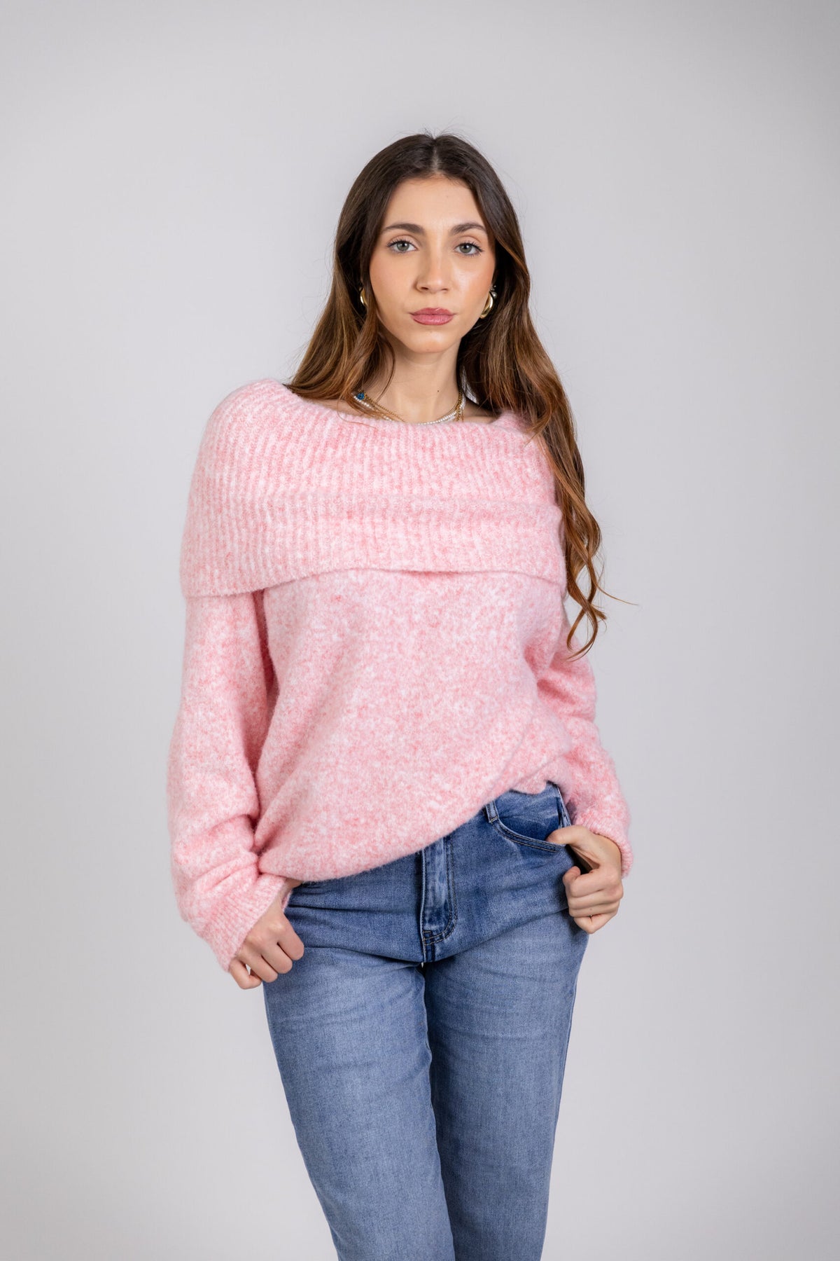 Maglia soft con scollo bardot