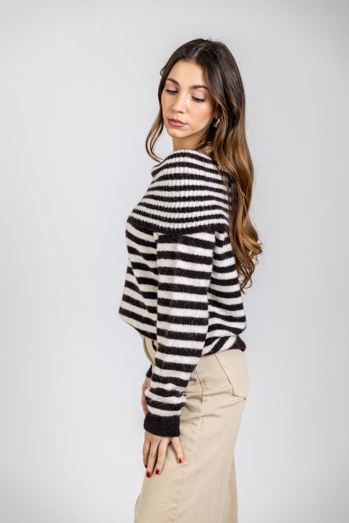 Maglia soft con scollo bardot