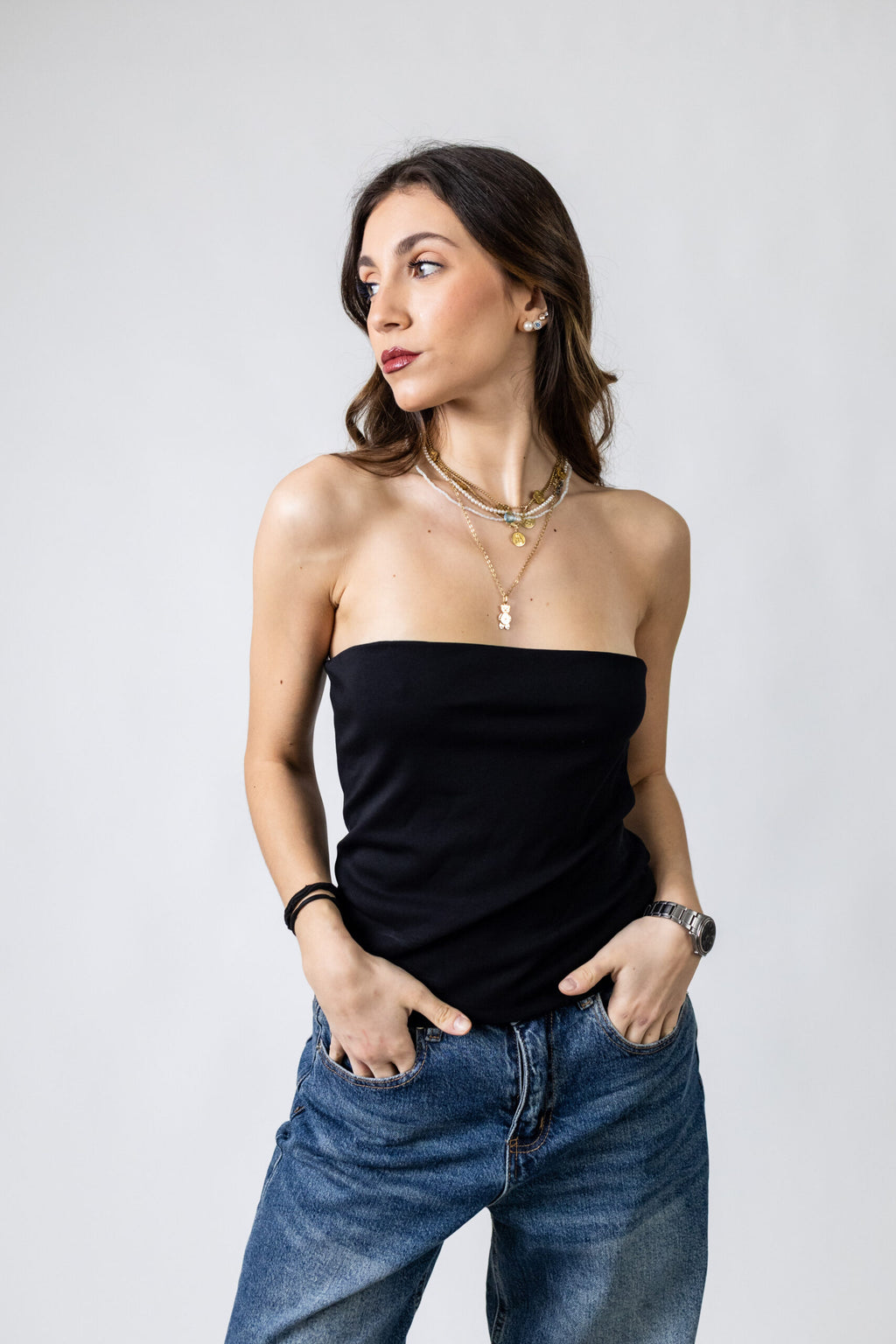 Top a fascia in cotone elasticizzato