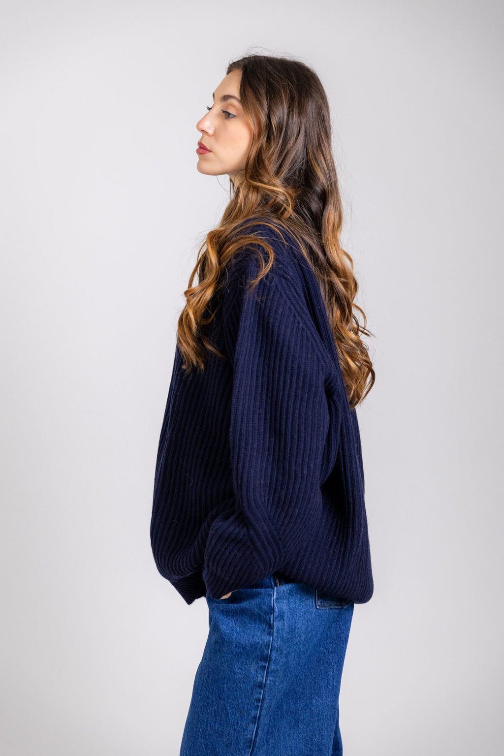 Cardigan costa inglese oversize in lana