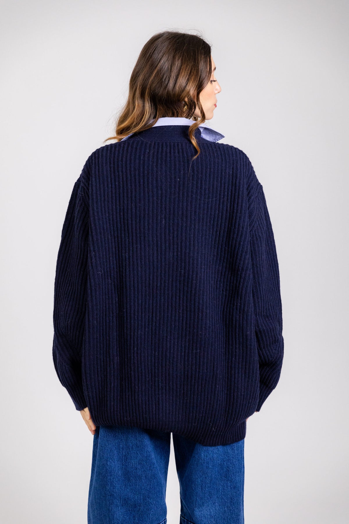 Cardigan costa inglese oversize in lana