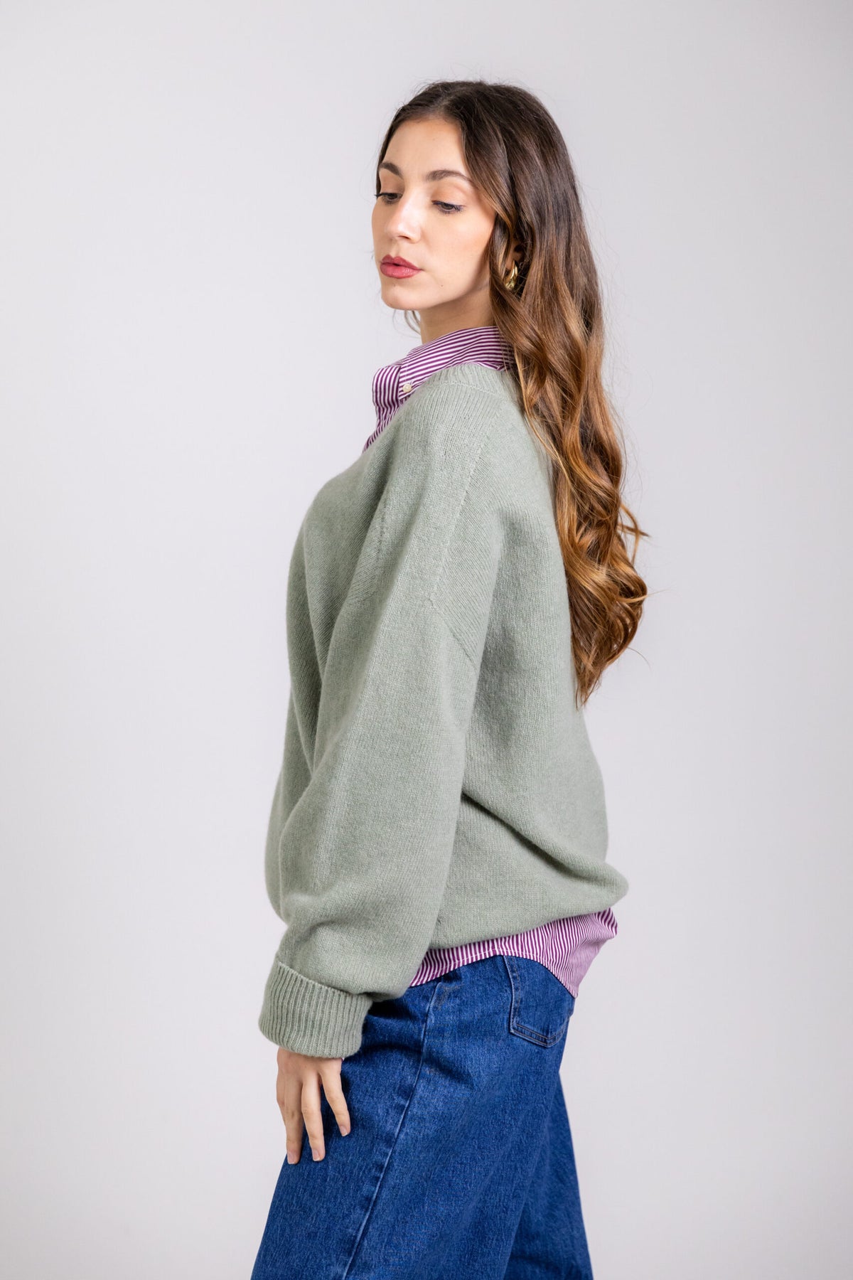 Maglione scollo a V in lana & cashmere