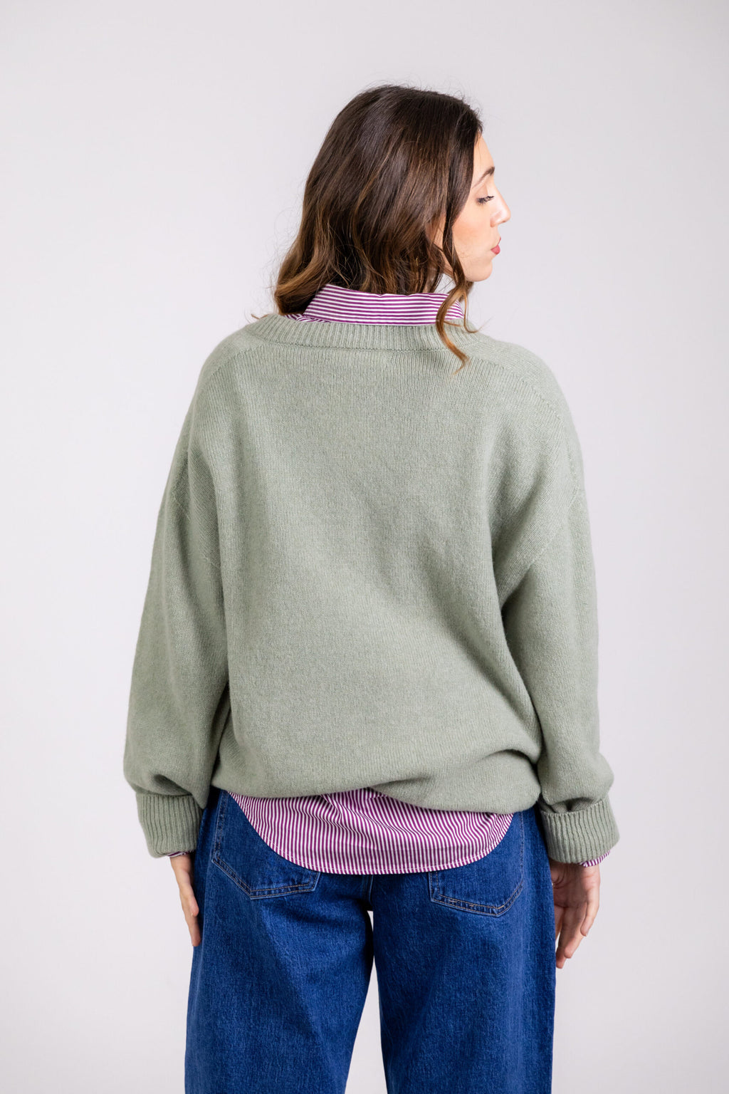 Maglione scollo a V in lana & cashmere
