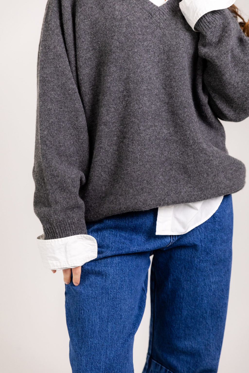 Maglione scollo a V in lana & cashmere