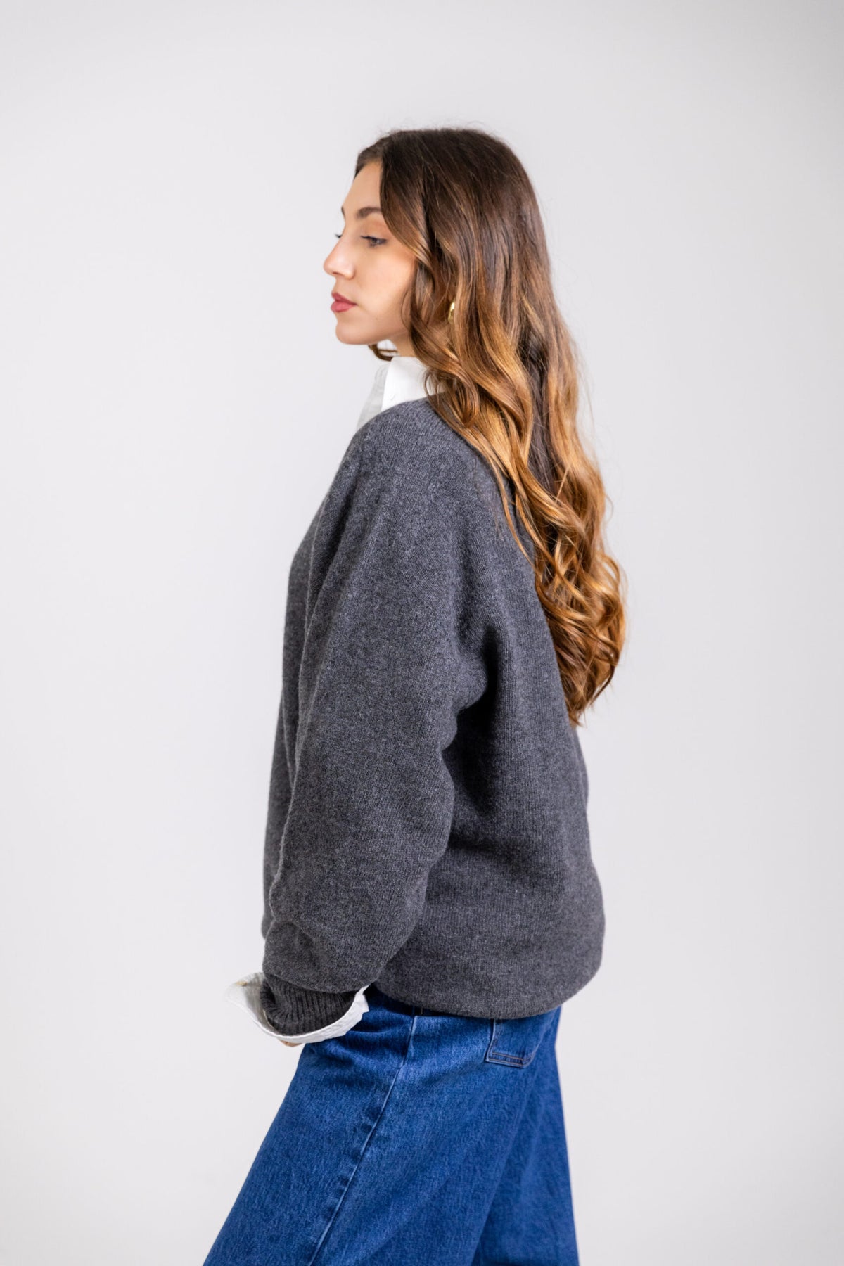 Maglione scollo a V in lana & cashmere