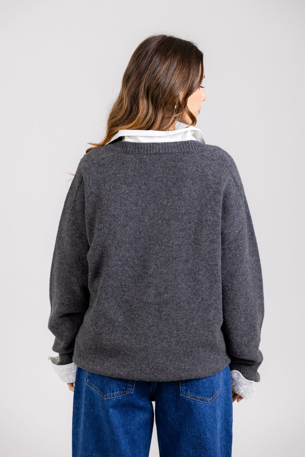 Maglione scollo a V in lana & cashmere