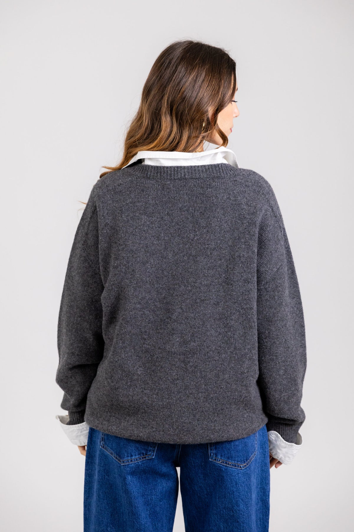 Maglione scollo a V in lana & cashmere