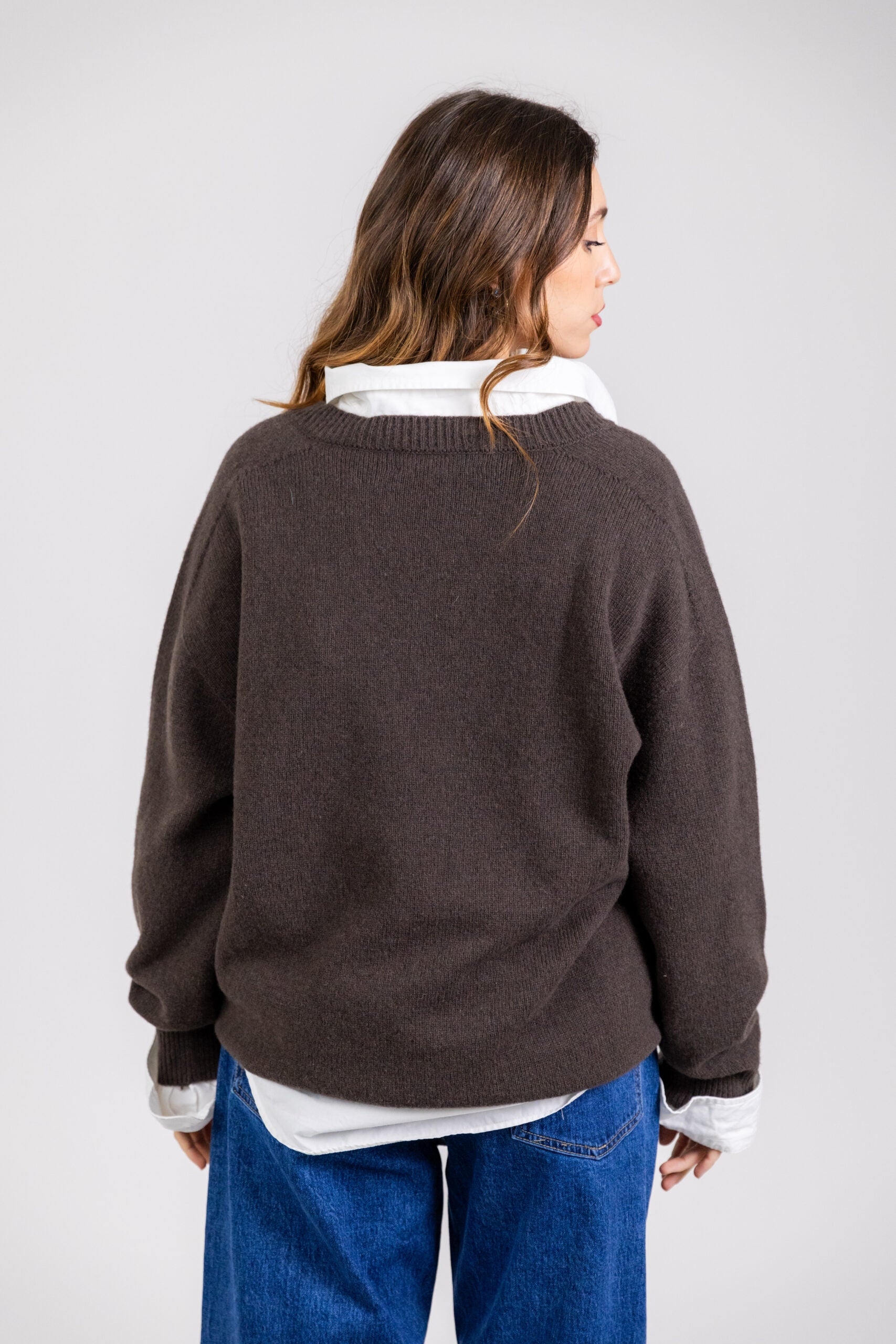 Maglione scollo a V in lana & cashmere