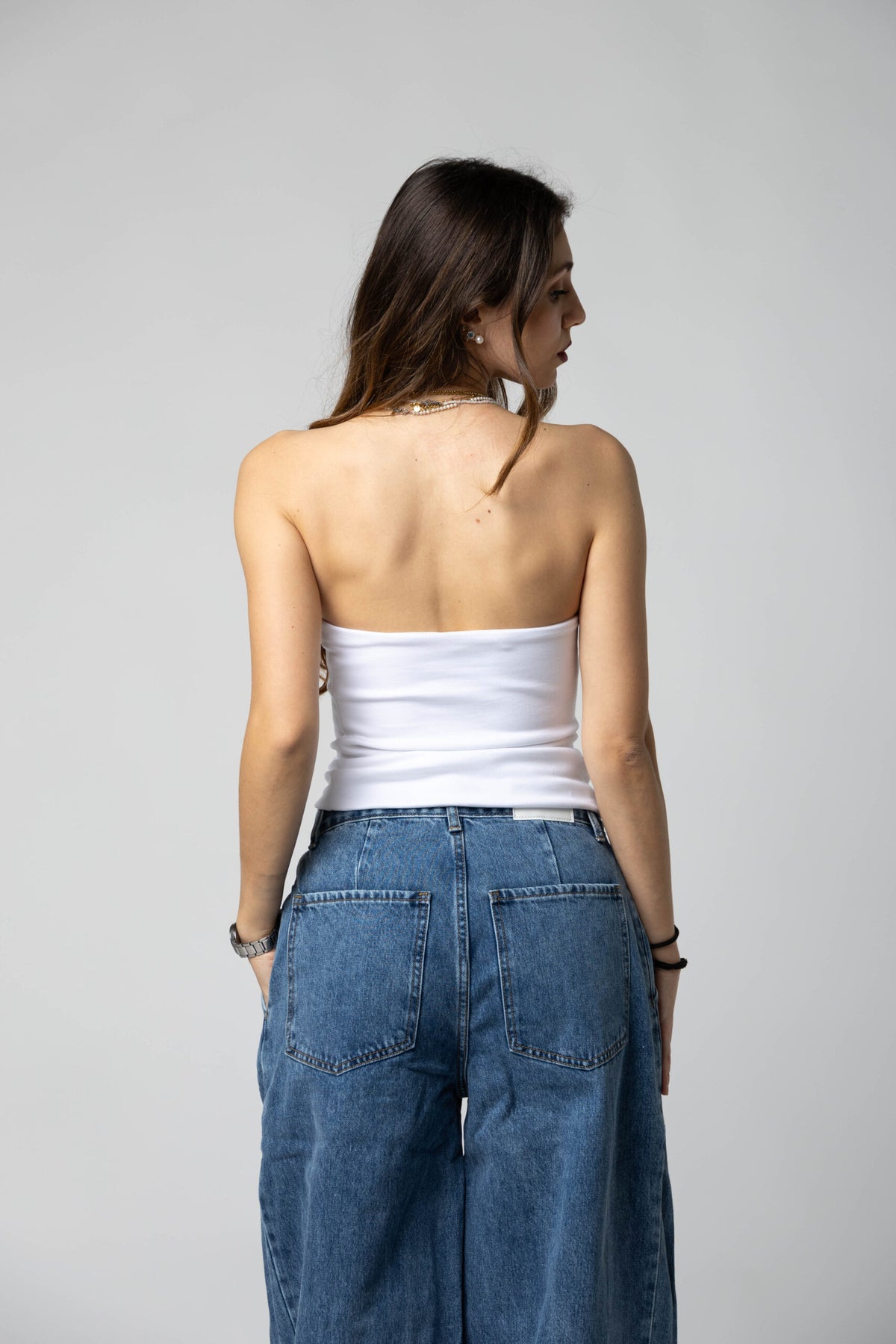 Top a fascia in cotone elasticizzato