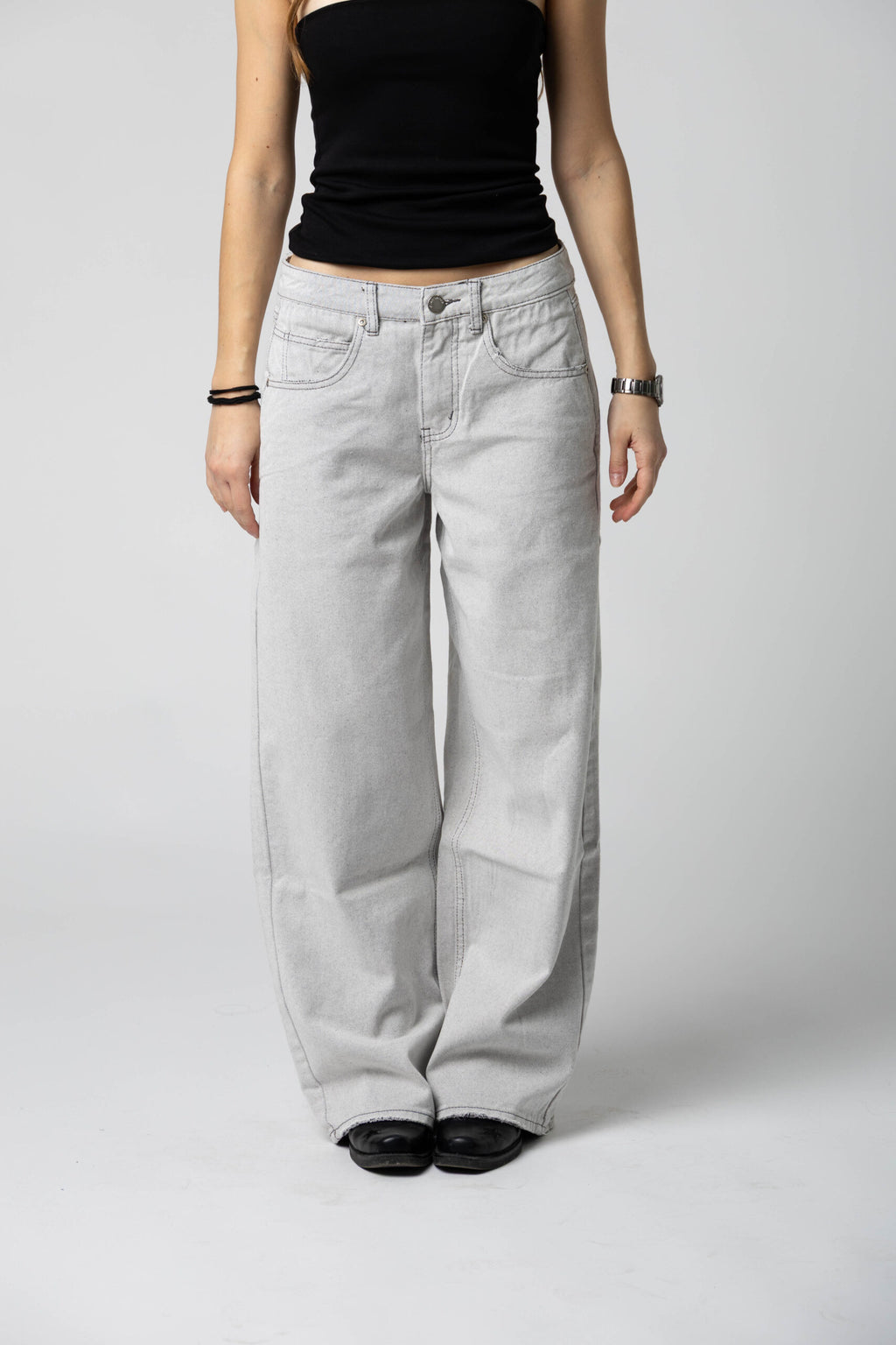 Glamorous - Jeans wide leg in denim grigio