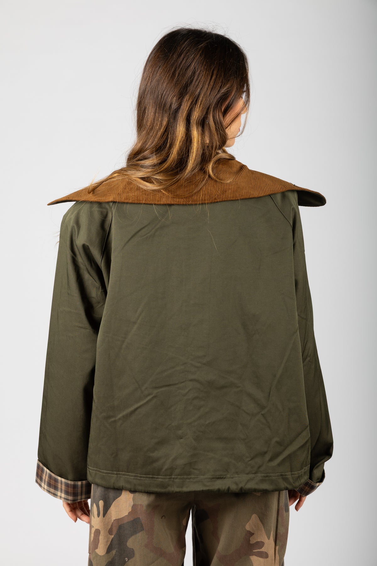 Giacca parka con colletto in velluto