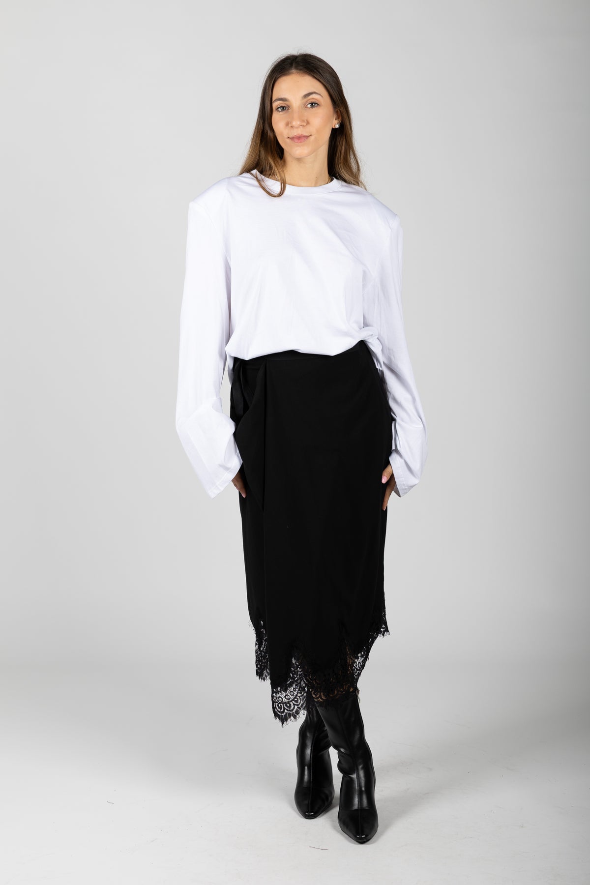 Longuette con inserto in pizzo