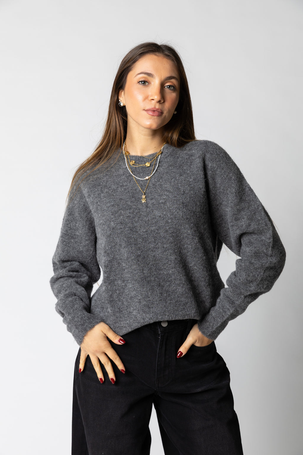 Maglione girocollo in lana alpaca