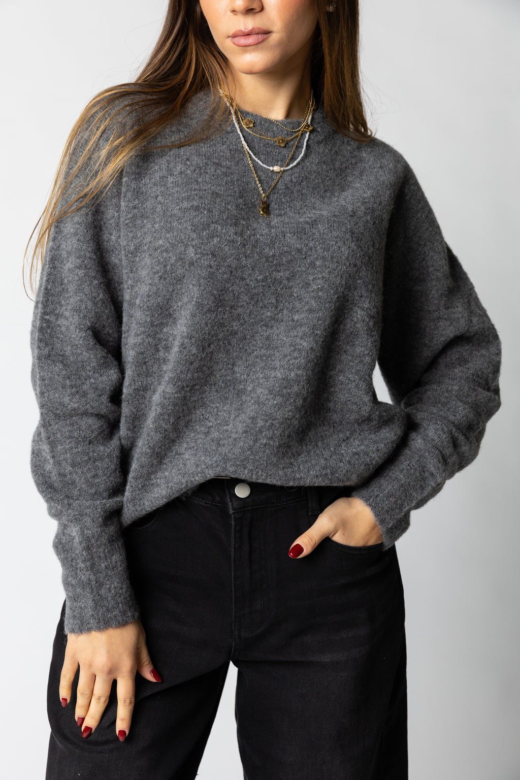 Maglione girocollo in lana alpaca