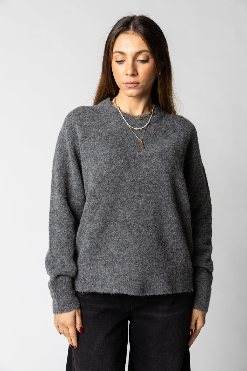 Maglione girocollo in lana alpaca
