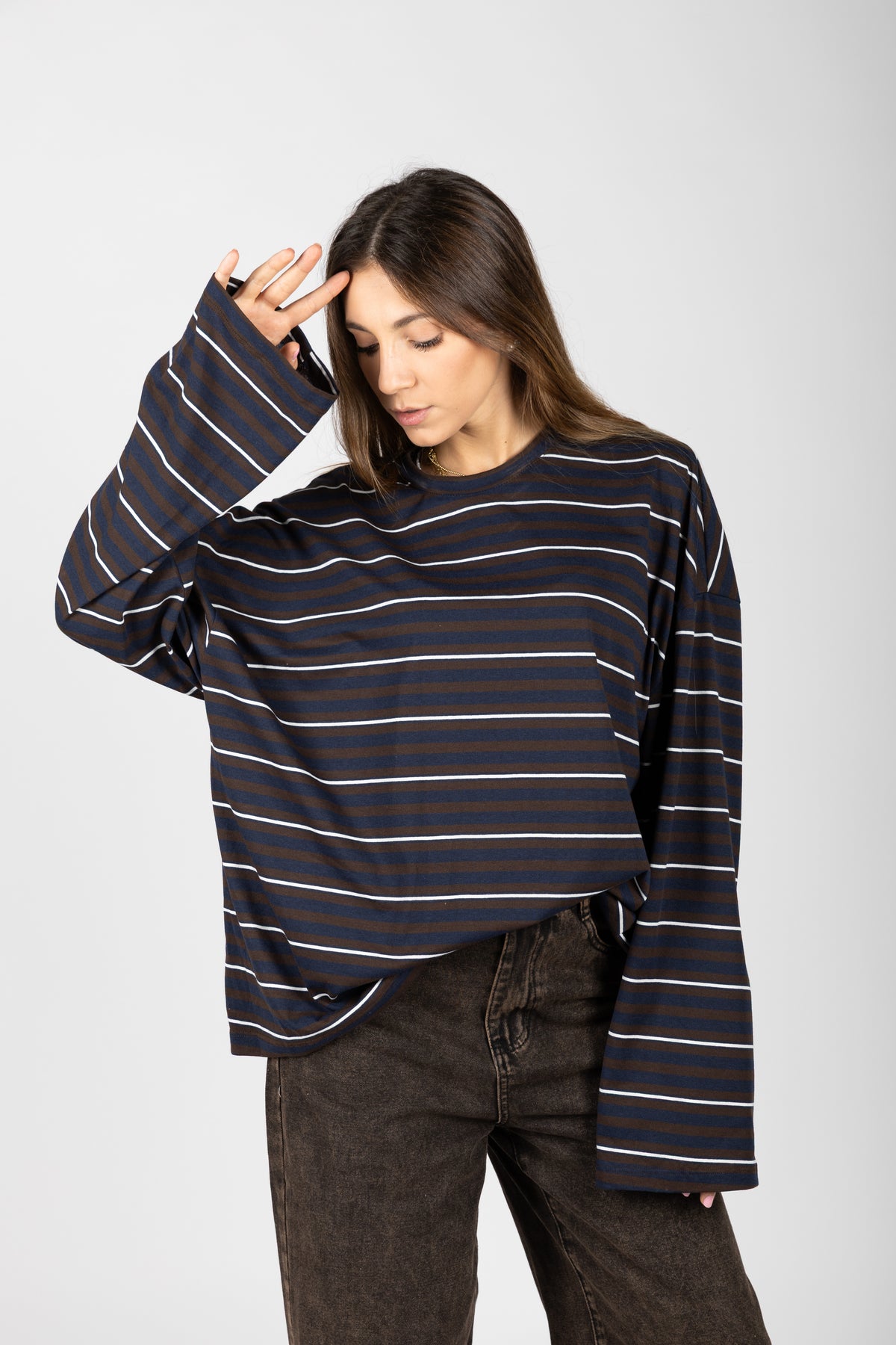 T-shirt a righe manica lunga