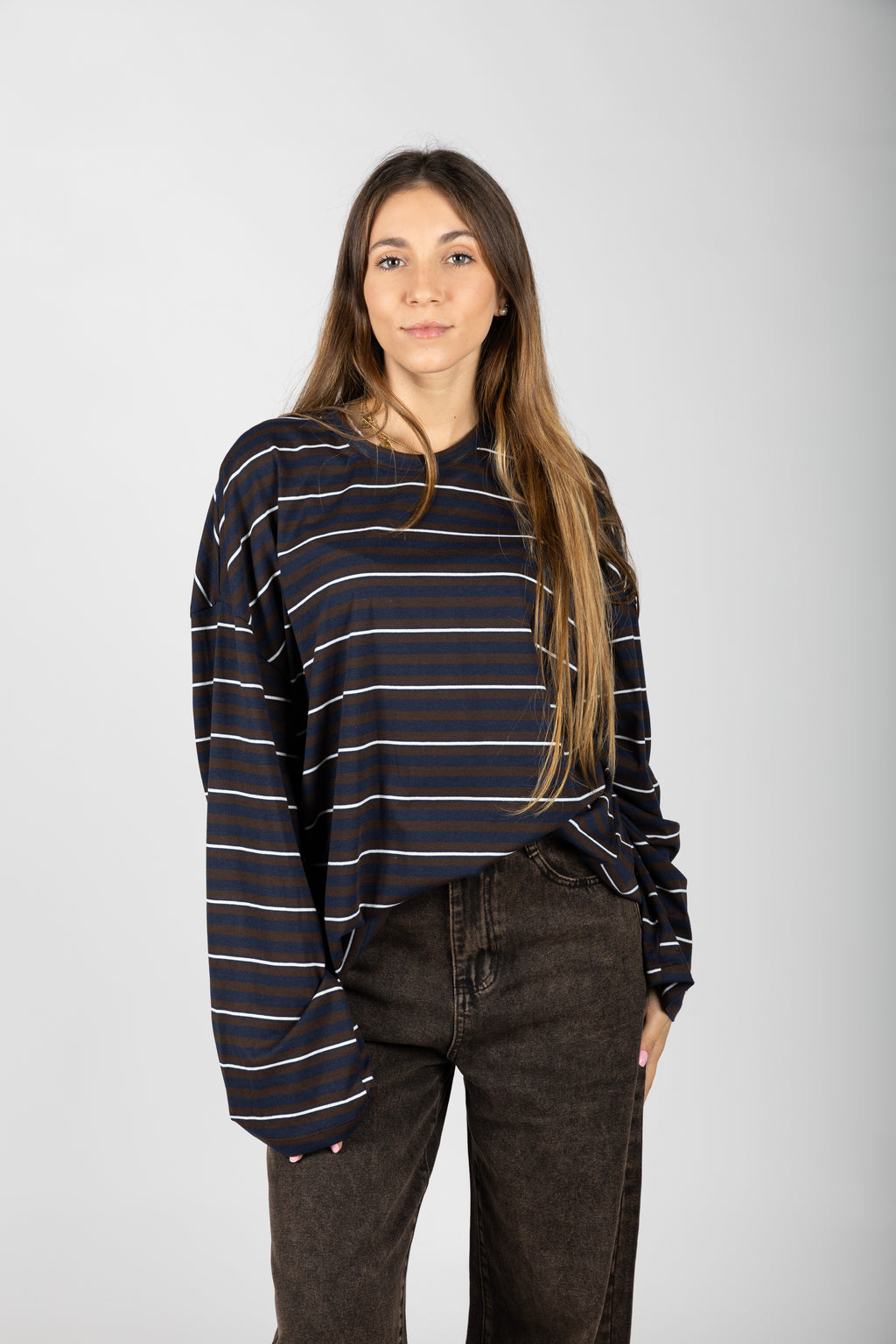 T-shirt a righe manica lunga