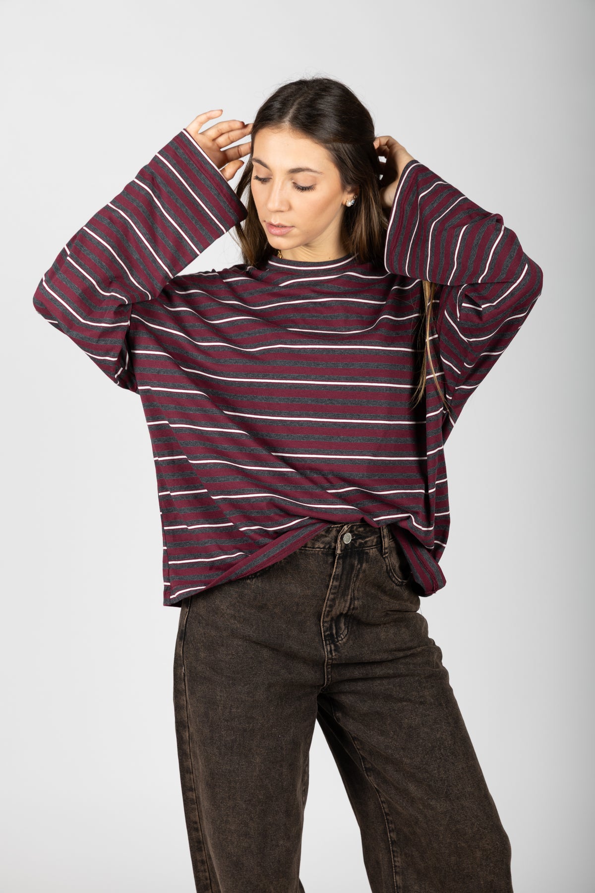 T-shirt a righe manica lunga