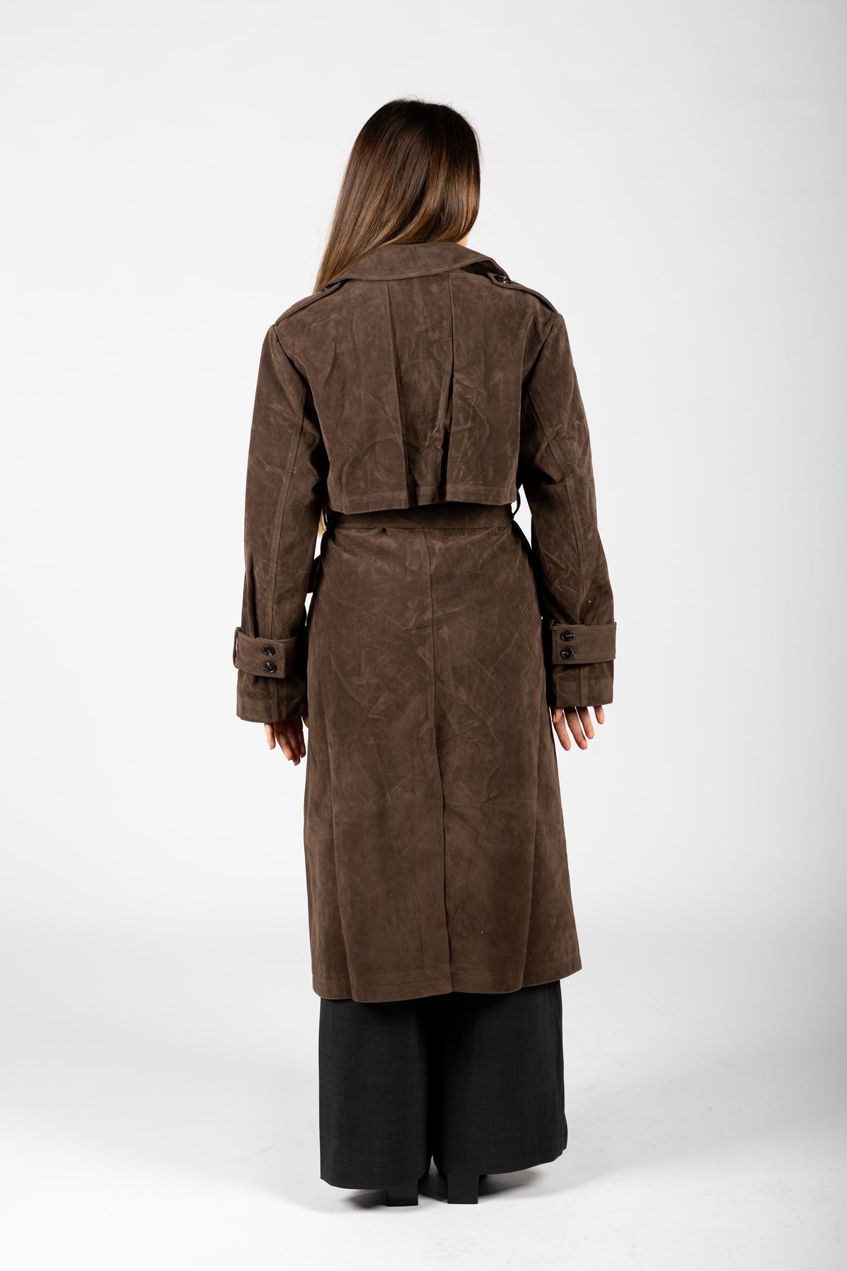Trench lungo in suede
