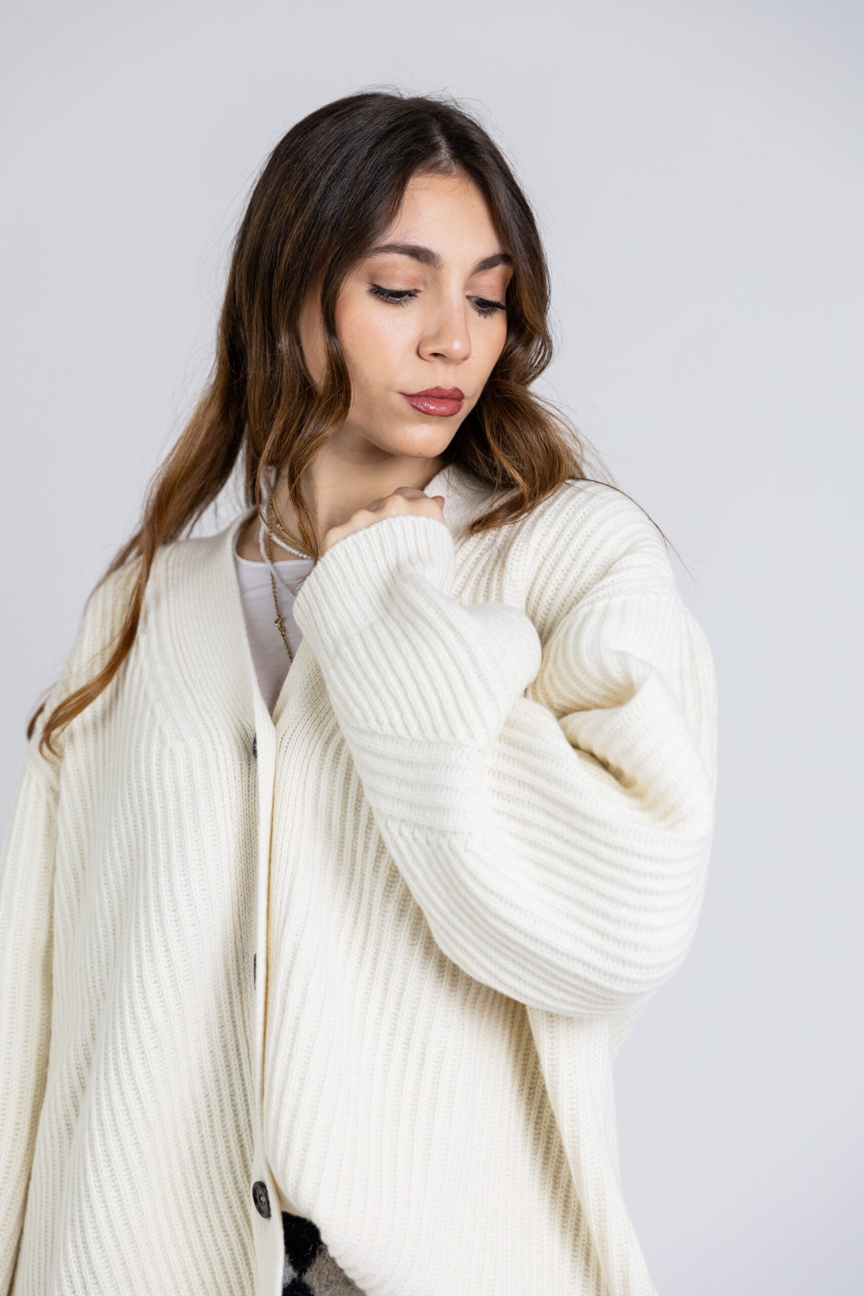 Cardigan costa inglese oversize in lana